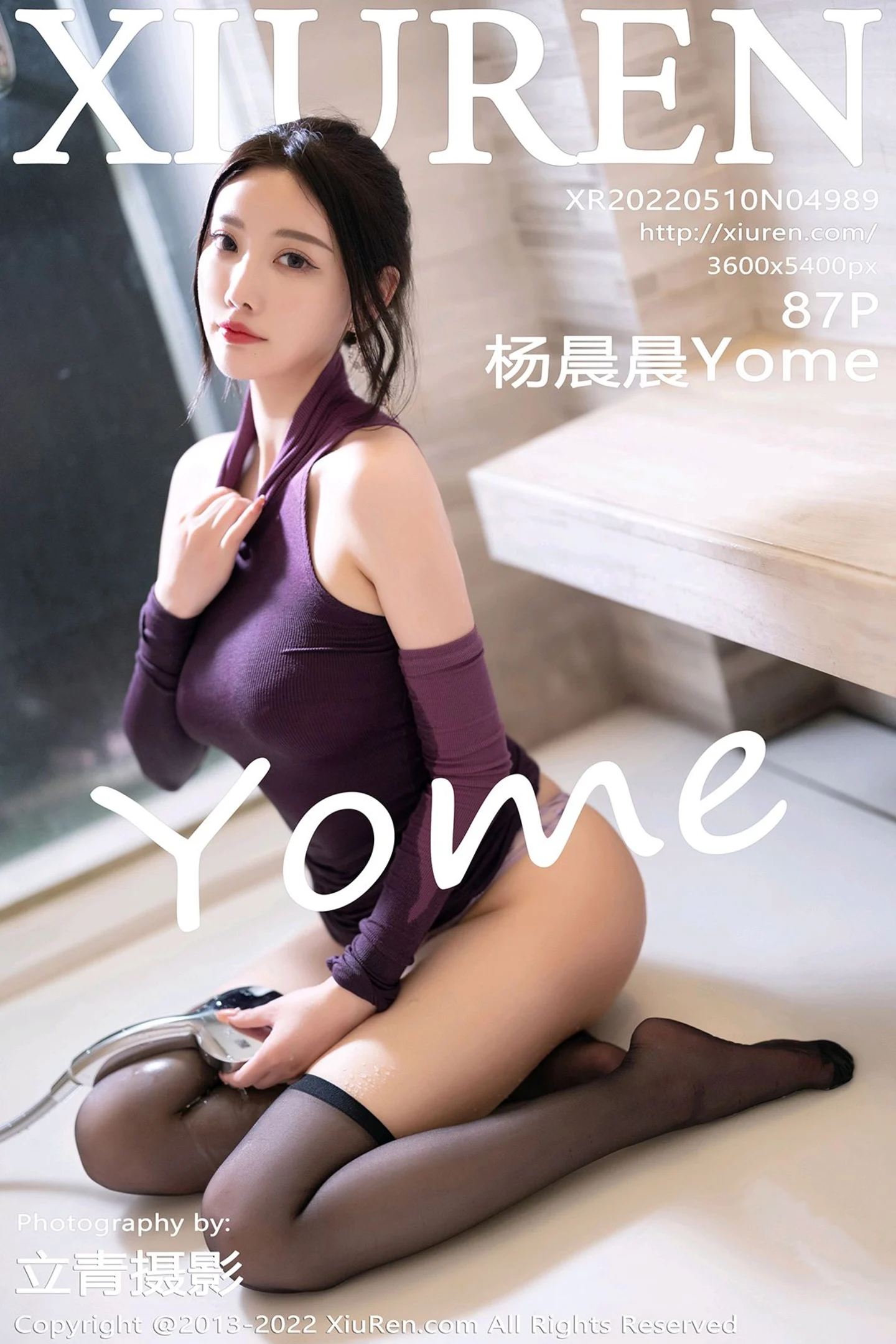 [XiuRen秀人网]VOL.4989 女神杨晨晨Yome私房浴室紫色连衣短裙真空秀完美身材诱惑写真87P-秀人网官方网站